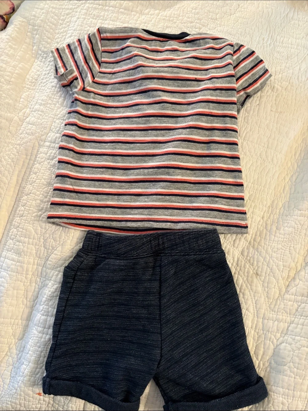Old Navy Striped Polo Top and Navy Shorts Set